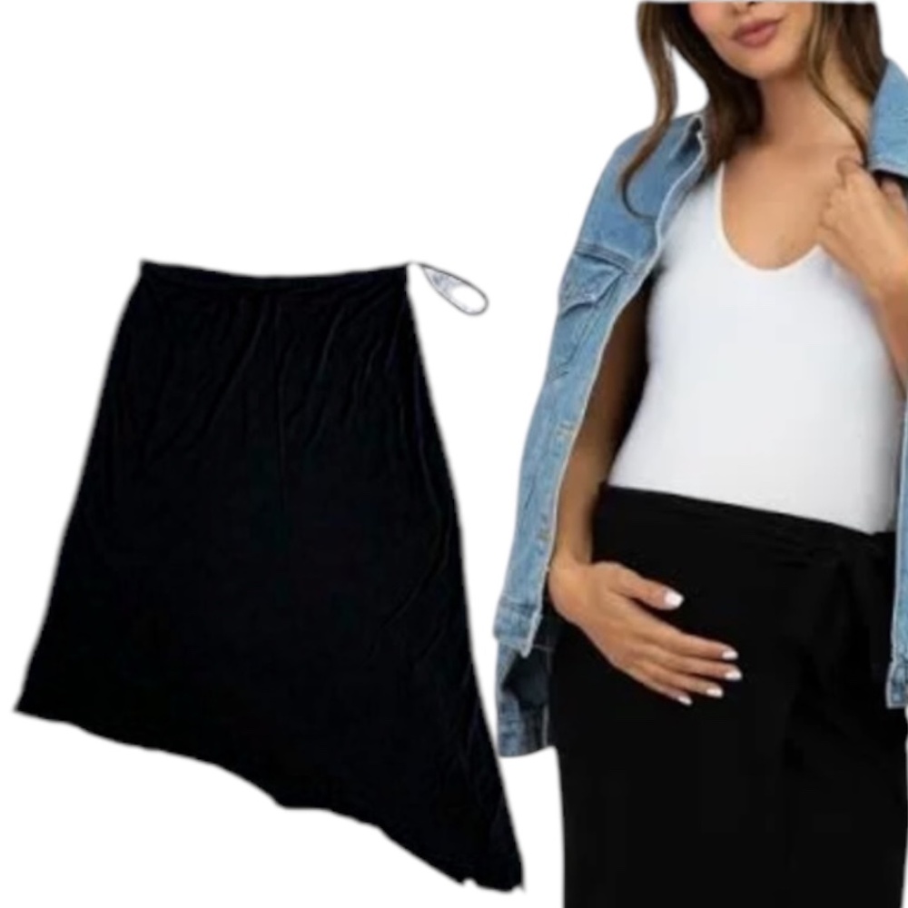 Mimi Maternity‎ Womens Skirt drape size large Black Career Adjustable